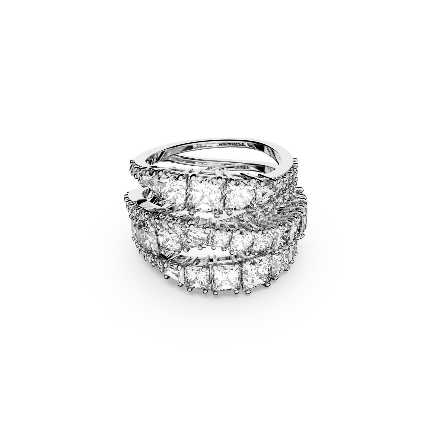 Swarovski Hyperbola ring, Mixed cuts, White, Rhodium plated
