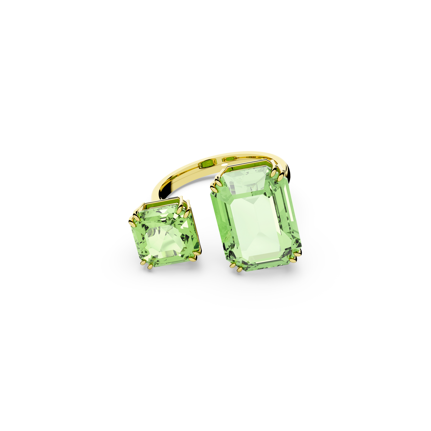 Swarovski Millenia open ring, Octagon cut, Green, Gold-tone plated
