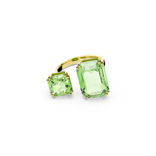 Swarovski Millenia open ring, Octagon cut, Green, Gold-tone plated