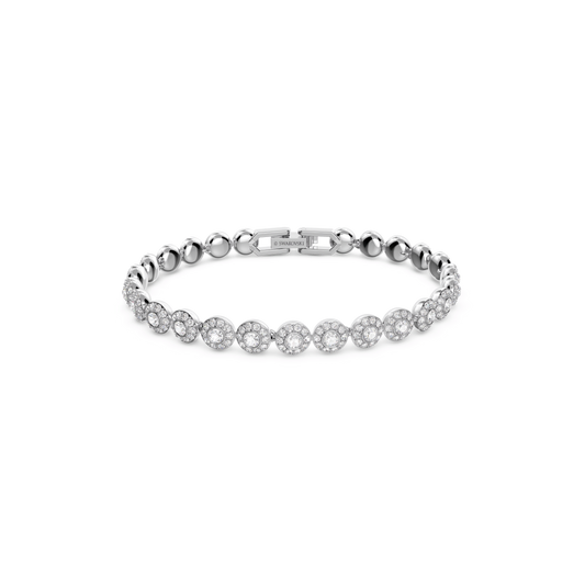 Una Angelic bracelet, Round cut, Small, White, Rhodium plated