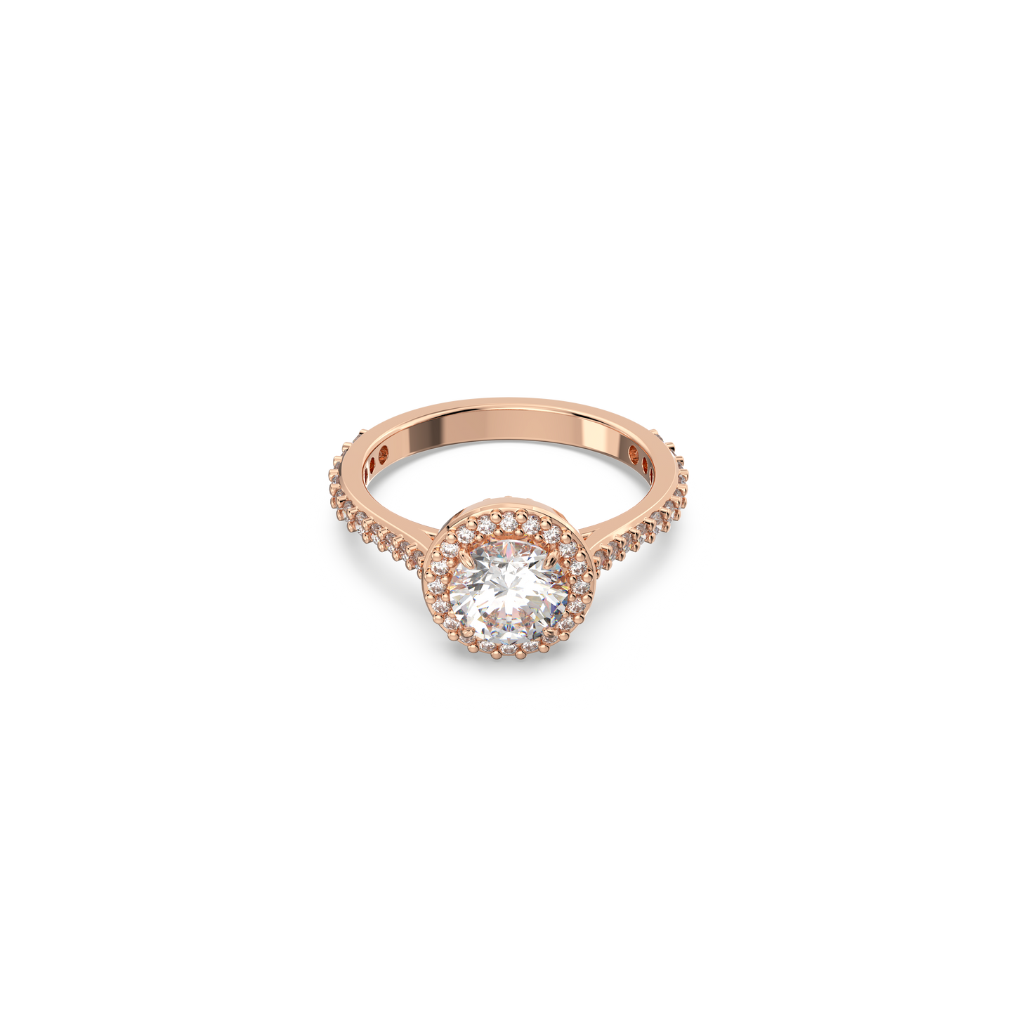 Swarovski Una Angelic cocktail ring, Round cut, Pavé, White, Rose gold-tone plated