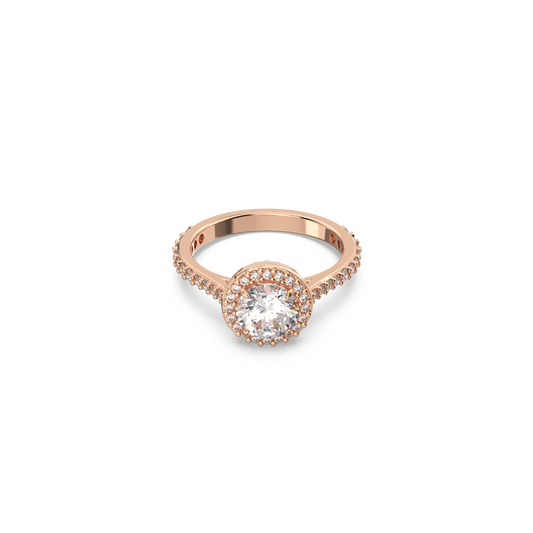 Swarovski Una Angelic cocktail ring, Round cut, Pavé, White, Rose gold-tone plated