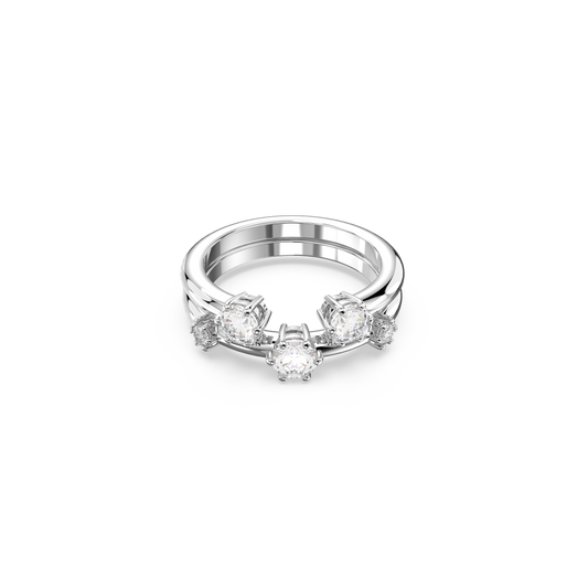 Swarovski Constella ring, Set (2), Round cut, White, Rhodium plated