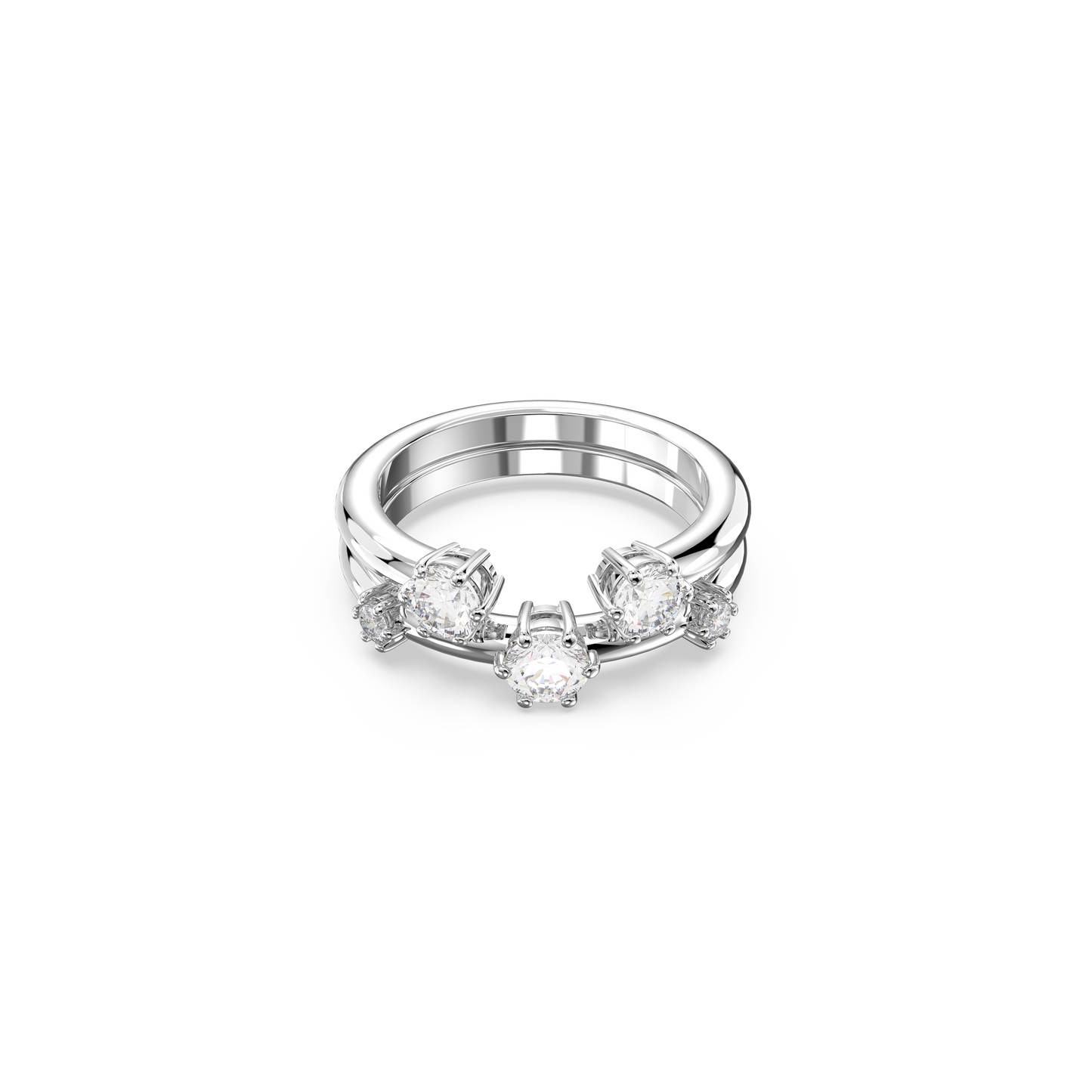Swarovski Constella ring, Set (2), Round cut, White, Rhodium plated
