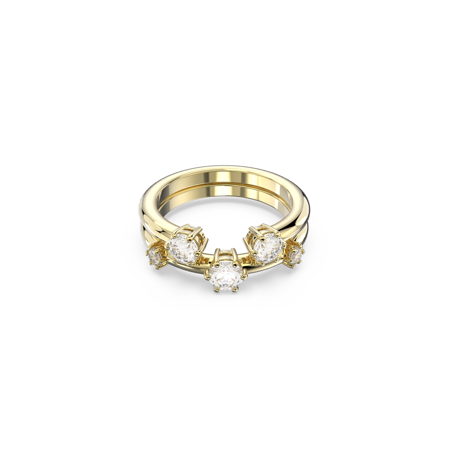 Swarovski Constella ring, Set (2), Round cut, White, Gold-tone plated
