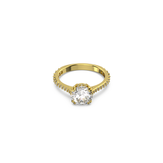 Swarovski Stilla cocktail ring, Round cut, Pavé, White, Gold-tone plated