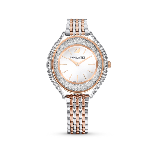 Swarovski Crystalline Aura watch, Swiss Made, Metal bracelet, Rose gold tone, Mixed metal finish