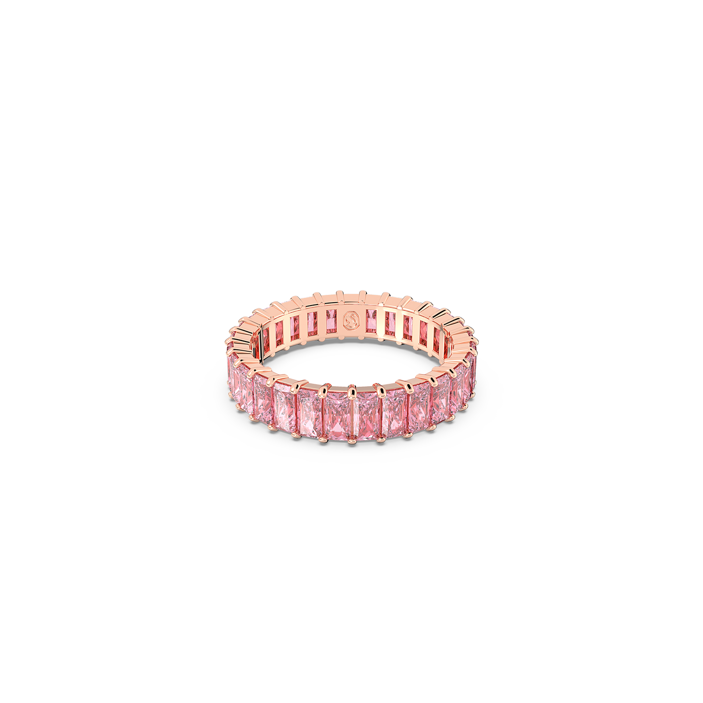 Swarovski Matrix ring, Baguette cut, Pink, Rose gold-tone plated