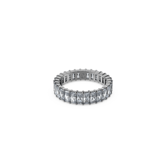 Matrix ring, Baguette cut, Gray, Ruthenium plated
