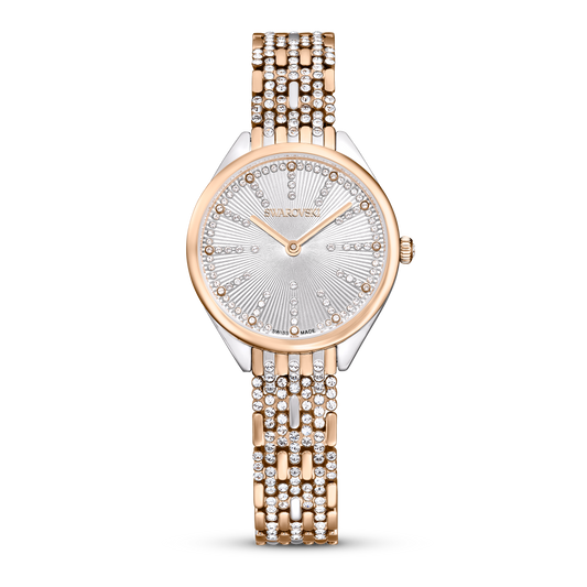 Swarovski Attract watch, Swiss Made, Pavé, Crystal bracelet, Rose gold tone, Mixed metal finish