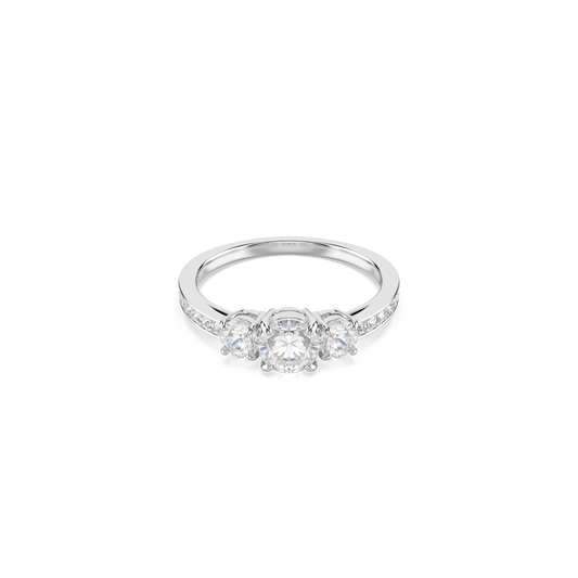 Swarovski Stilla Attract ring, Round cut, White, Silver-tone finish