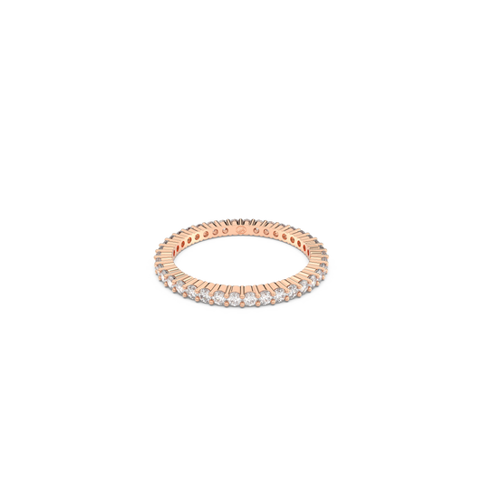 Swarovski Matrix Vittore ring, Round cut, White, Rose gold-tone finish