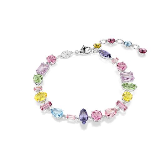Gema bracelet, Mixed cuts, Multicolored, Rhodium plated