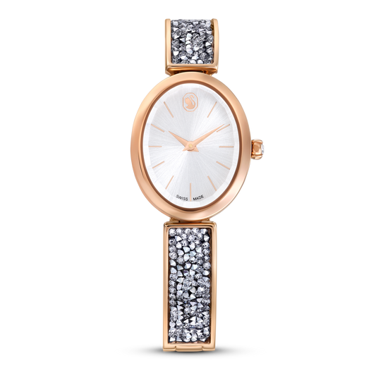 Swarovski Crystal Rock Oval watch, Swiss Made, Crystal bracelet, Rose gold tone, Rose gold-tone finish