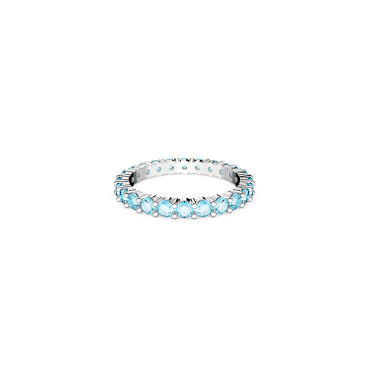 Matrix ring, Round cut, Blue, Rhodium plated