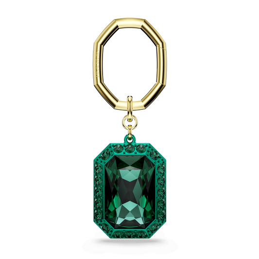 Key ring, Octagon cut, Green, Mixed metal finish