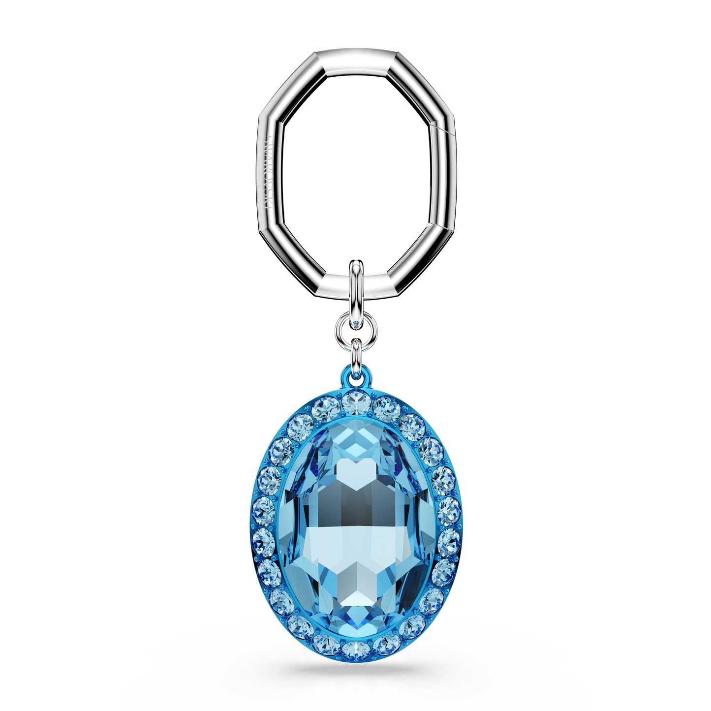 Swarovski Key ring, Oval cut, Blue, Mixed metal finish