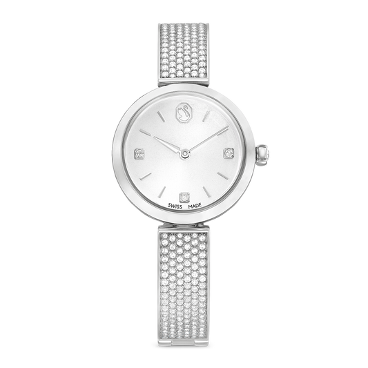 Swarovski Illumina watch, Swiss Made, Metal bracelet, Silver tone, Stainless steel
