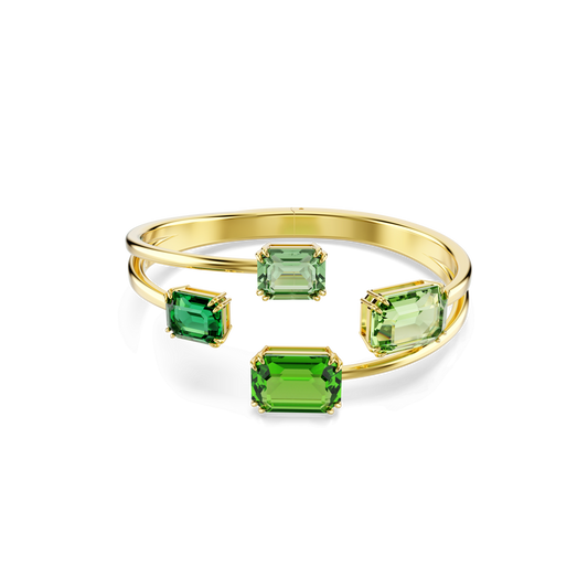 Millenia bangle, Octagon cut, Green, 18K gold finish