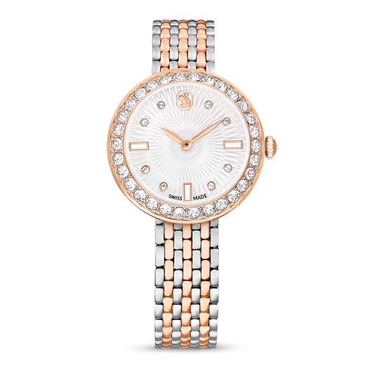 Matrix tennis 7-link watch, Swiss Made, Metal bracelet, Rose gold tone, Mixed metal finish
