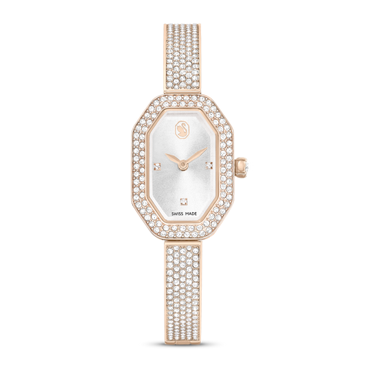 Swarovski Dextera Bangle watch, Swiss Made, Metal bracelet, Gold tone, Champagne gold-tone finish