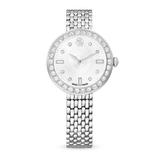Matrix tennis 7-link watch, Swiss Made, Metal bracelet, Silver tone, Stainless steel