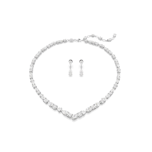 Mesmera set, Mixed cuts, White, Rhodium plated