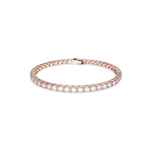 Matrix Tennis bracelet, Round cut, White, 18K rose gold finish