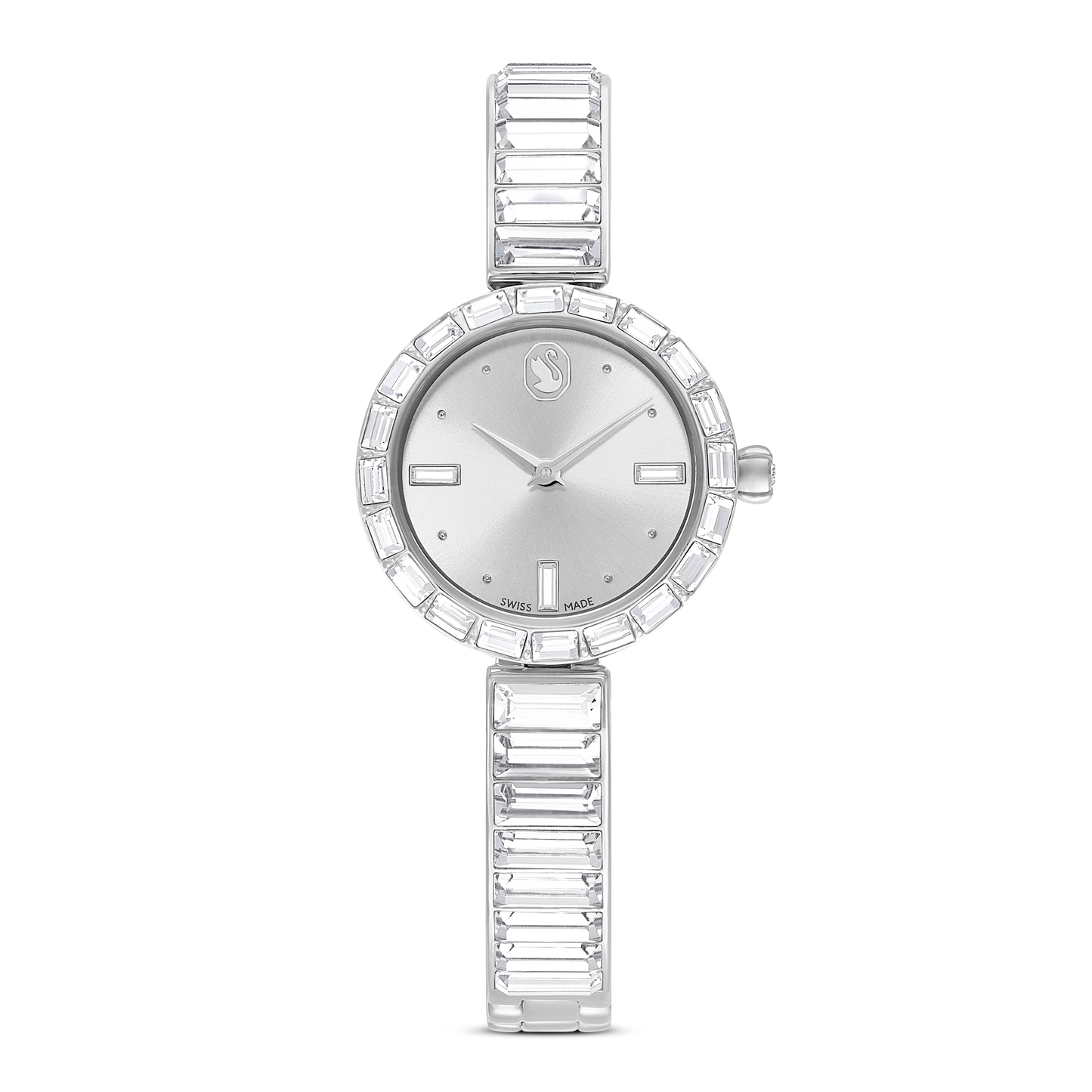 Swarovski Matrix Bangle watch, Swiss Made, Crystal bracelet, White, Stainless steel