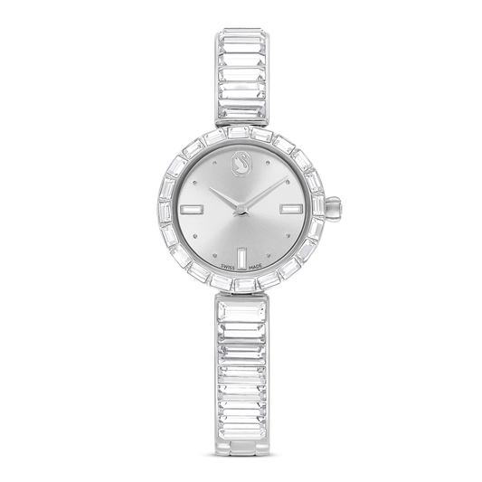 Swarovski Matrix Bangle watch, Swiss Made, Crystal bracelet, White, Stainless steel
