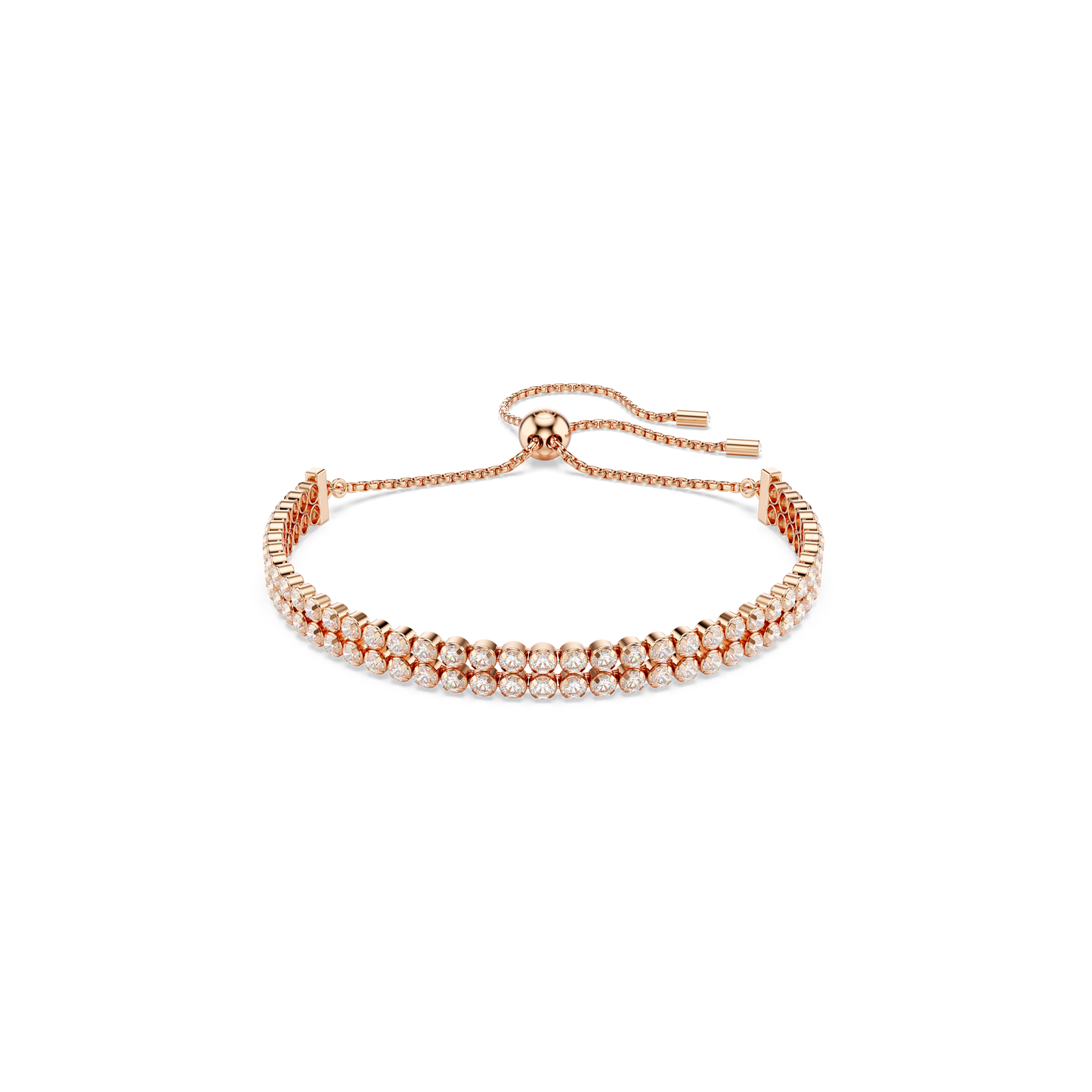 Swarovski Matrix Tennis bracelet, Round cut, White, Rose gold-tone plated