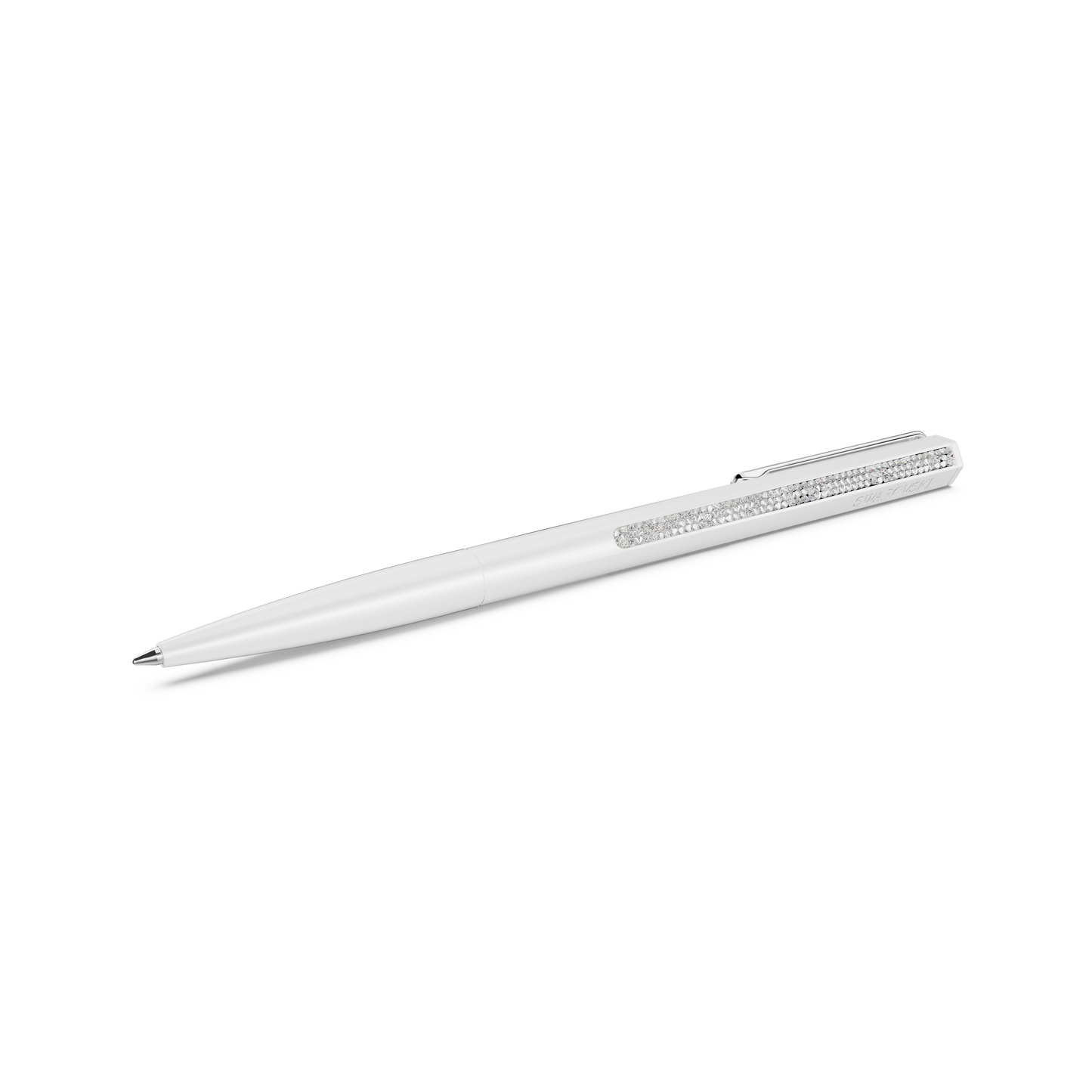 Swarovski Crystal Shimmer ballpoint pen, White lacquered, Chrome plated