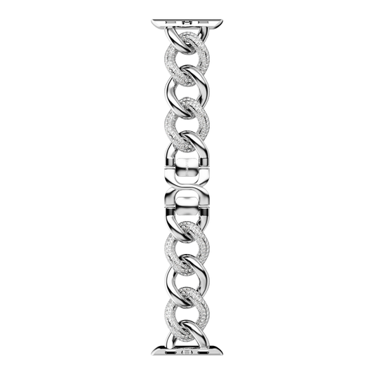 Swarovski Sparkling chain strap, For Apple Watch® 40mm & 41mm, Silver tone, Stainless steel