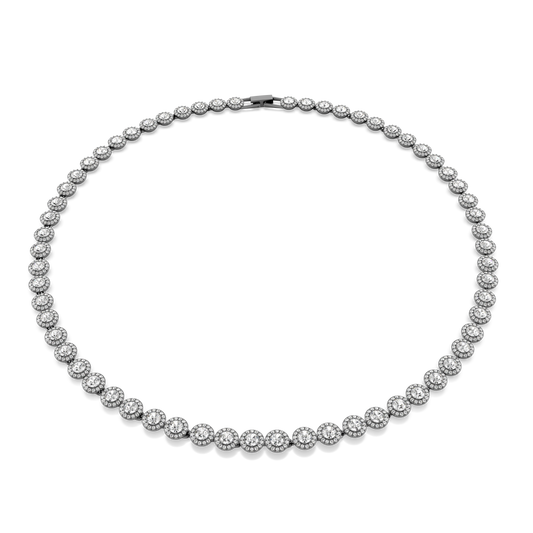 Swarovski Una Angelic Tennis necklace, Round cut, Long, White, Ruthenium plated