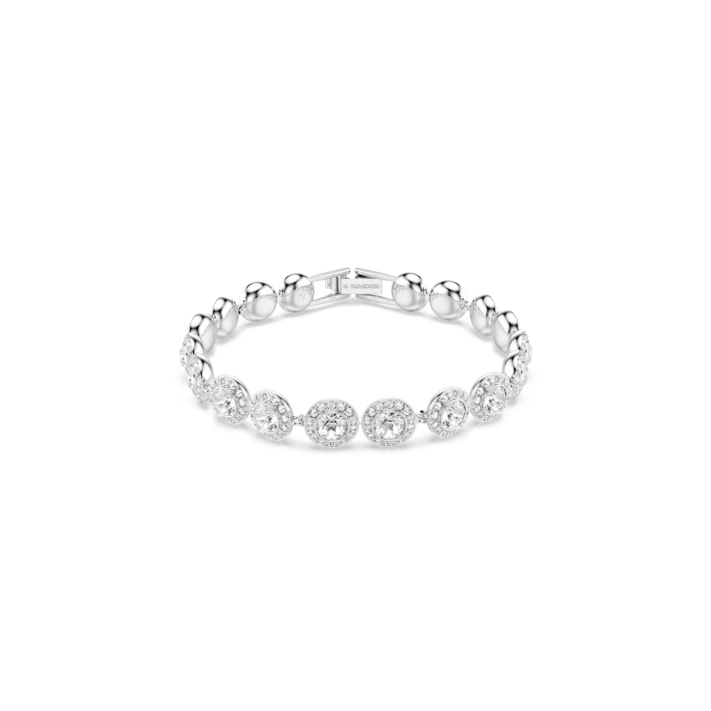 Swarovski Una Angelic Tennis bracelet, Round cut, White, Rhodium plated
