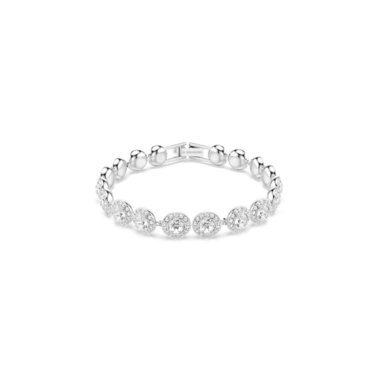 Swarovski Una Angelic Tennis bracelet, Round cut, White, Rhodium plated