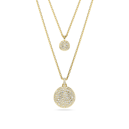Sublima layered pendant, White, 18K gold finish