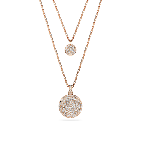 Sublima layered pendant, White, 18K rose gold finish