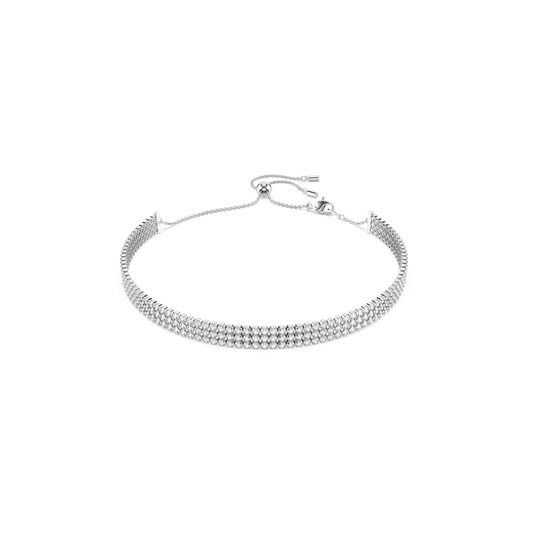 Swarovski Matrix Tennis choker, Round cut, White, Rhodium plated
