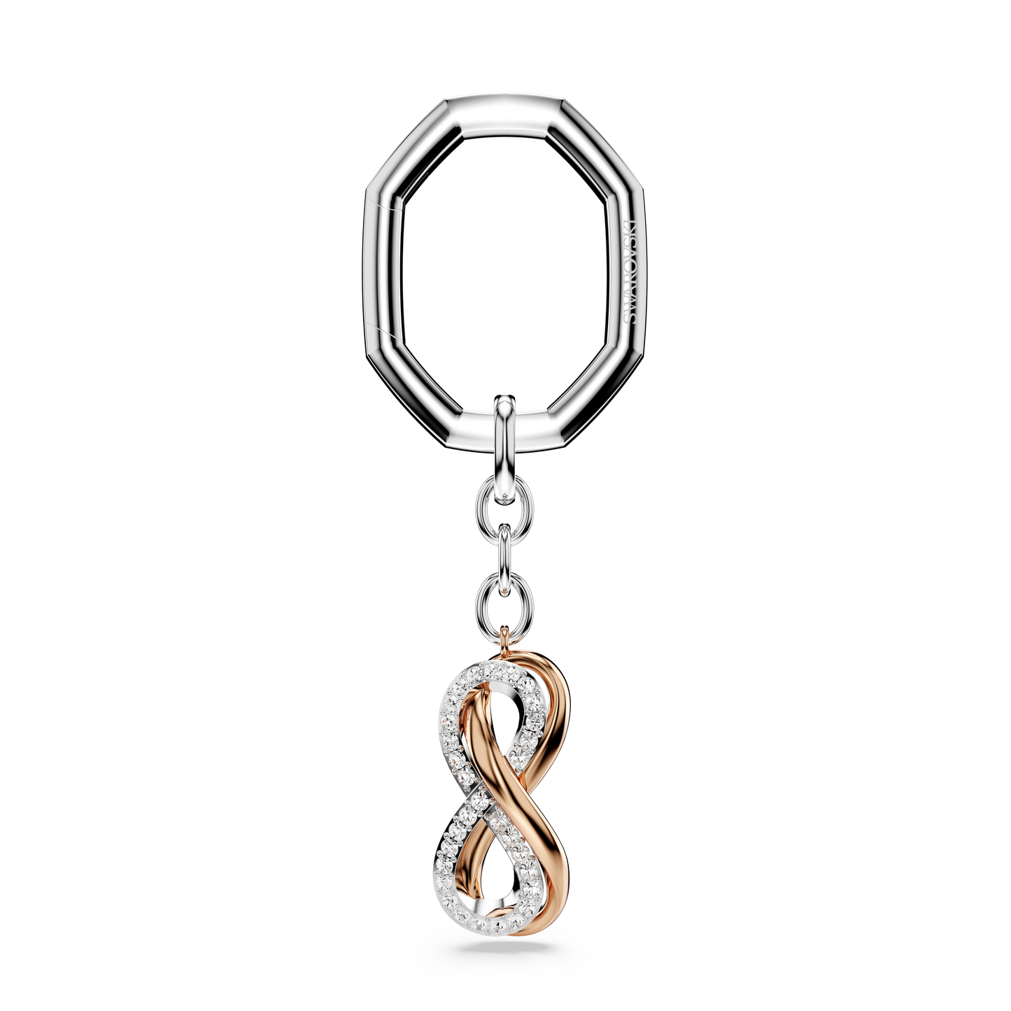 Swarovski Key ring, Infinity, White, Mixed metal finish