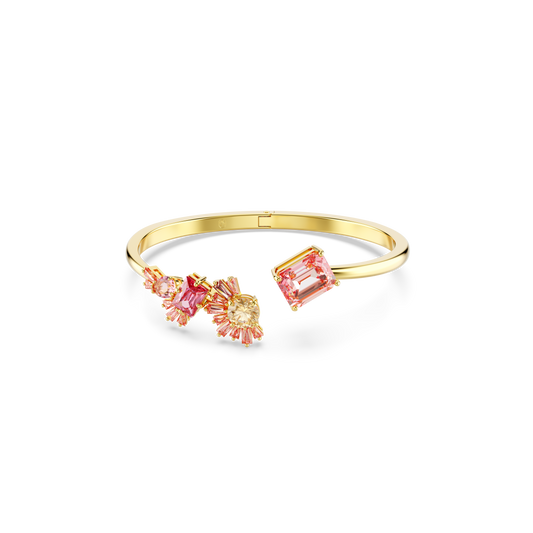 Swarovski Gema bangle, Mixed cuts, Pink, Gold-tone plated