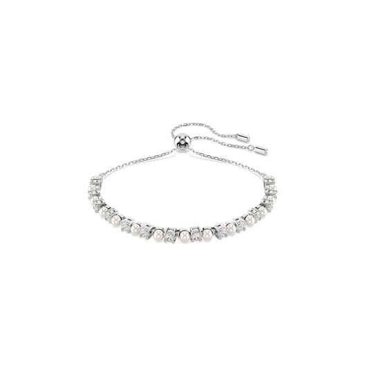 Swarovski Matrix bracelet, Crystal pearl, Round cut, White, Rhodium plated