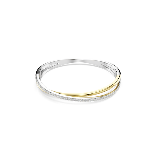Swarovski Hyperbola bangle, Round cut, White, Mixed metal finish
