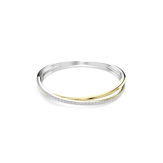 Hyperbola bangle, Round cut, White, Mixed metal finish