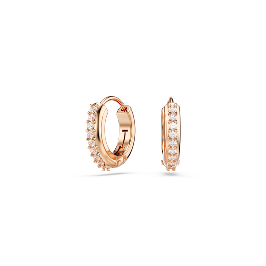 Swarovski Matrix hoop earrings, Round cut, White, Rose gold-tone plated