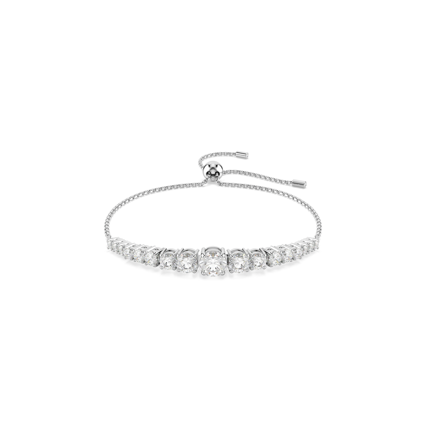 Swarovski Matrix bracelet, Gradient of round cuts, White, Rhodium plated