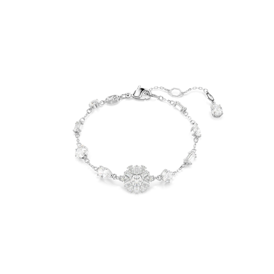 Swarovski Idyllia bracelet, Mixed cuts, Snowflake, White, Rhodium plated