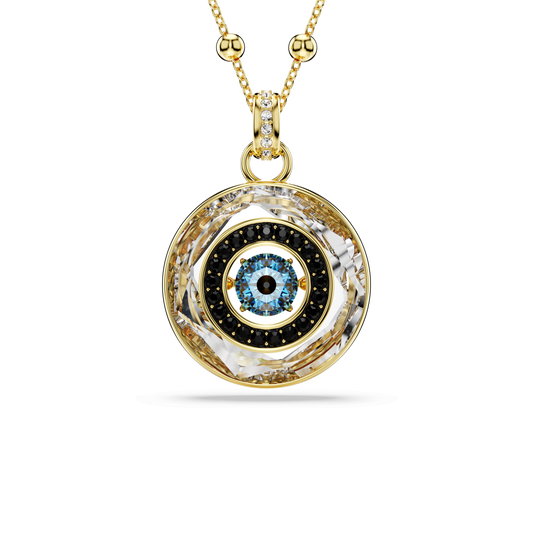 Symbolica pendant, Evil eye, Medium, Multicolored, 18K gold finish