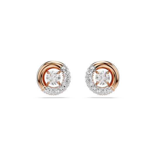Swarovski Dextera stud earrings, Round cut, White, Rose gold-tone plated
