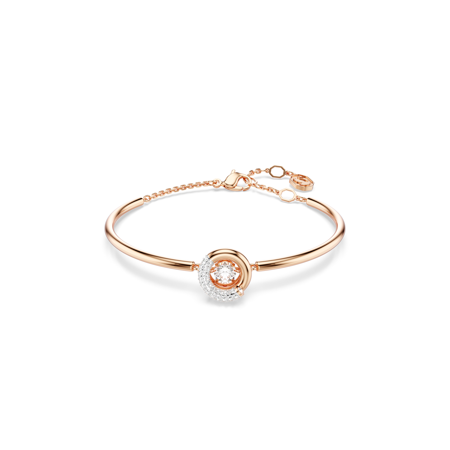 Swarovski Dextera bangle, Round cut, White, Rose gold-tone plated